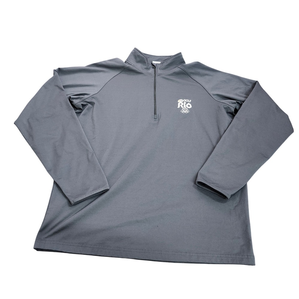 Rio 2016 Golf Men M Gray Olympics Quarter-Zip Sport-Tek EUC